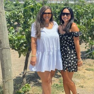 Blue and white baby doll dress